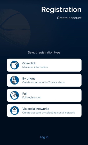 1xBet mobile app registration